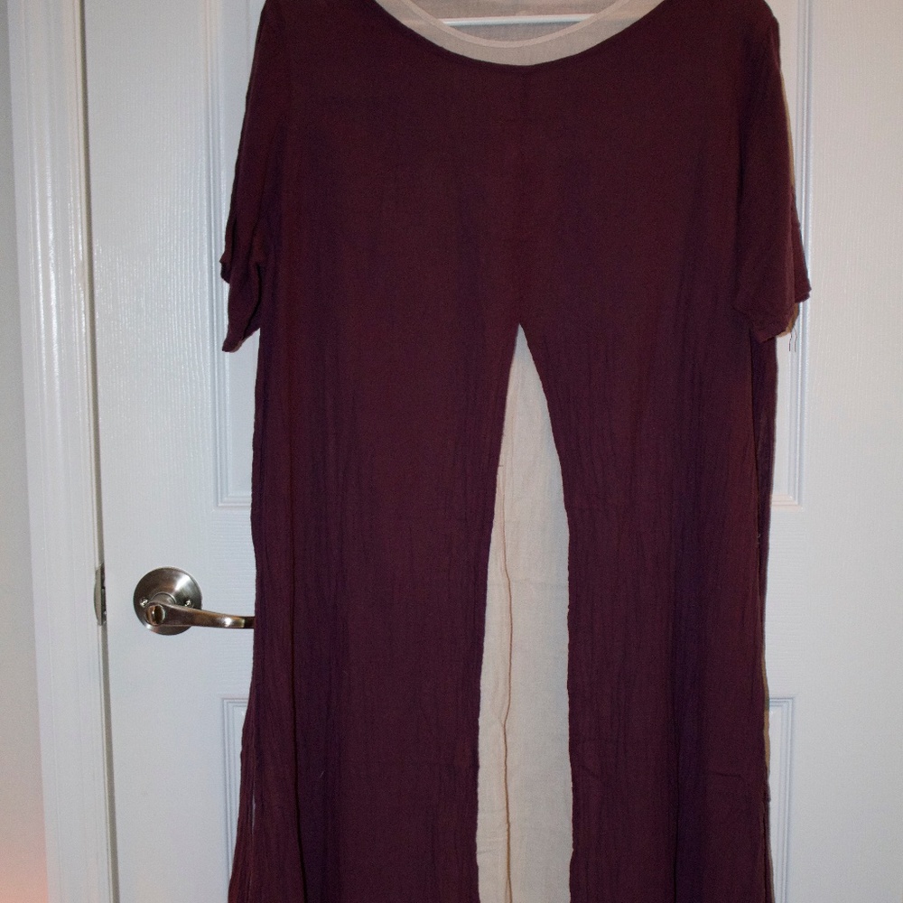 flowy two piece white dress w purple cover up